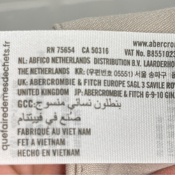 Abercrombie Sloane Tailored Wide Leg Pant Curve Love A&F light taupe size 35 /20 - Picture 10 of 10